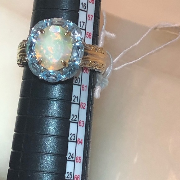 🐬MARKDOWN SALE111 NWT Gems enVogue PalladiumSilver Opal&Topaz Ring - Picture 11 of 16